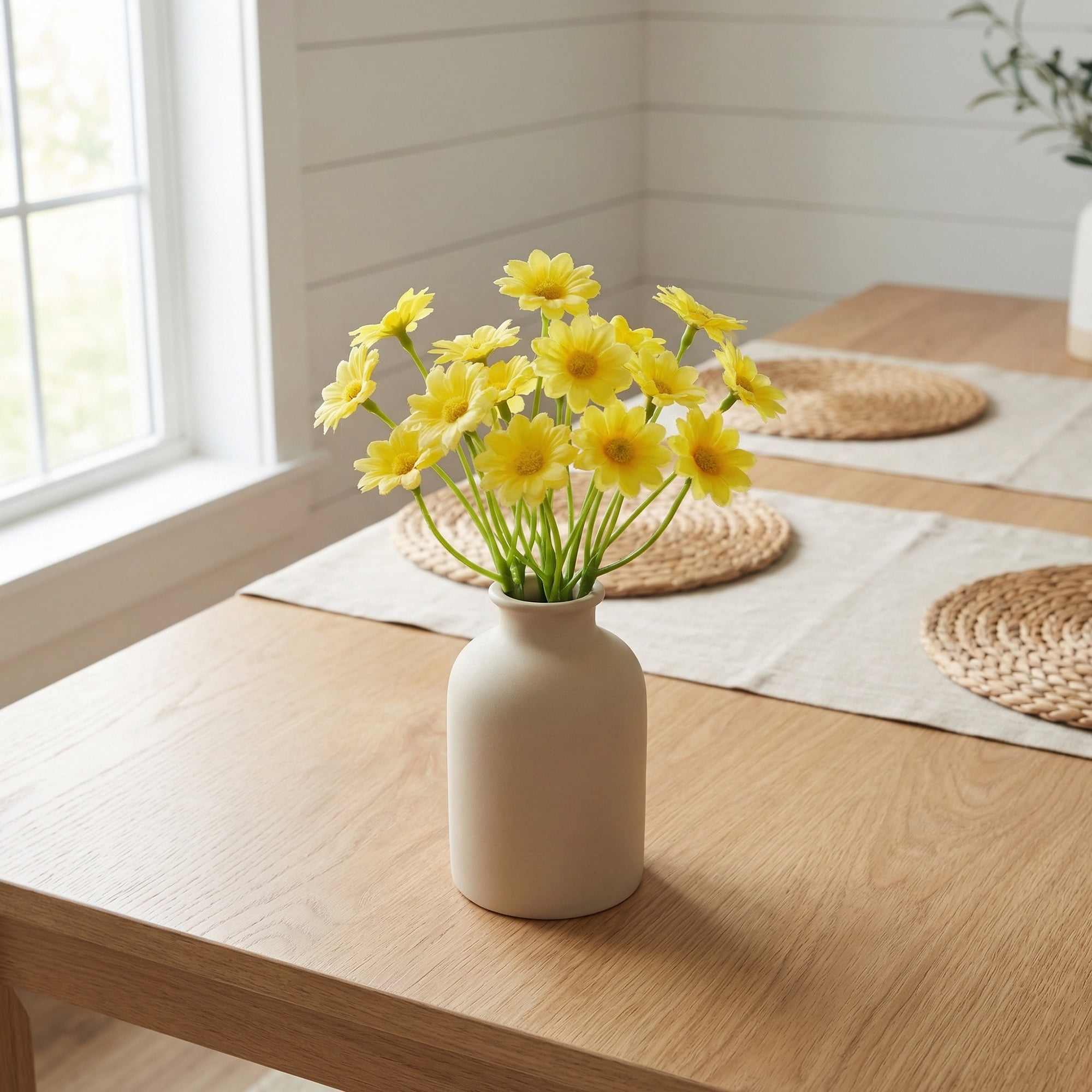 Unique Bargains Artificial Silk Daisies Faux Wildflower Yellow 8.7inch
