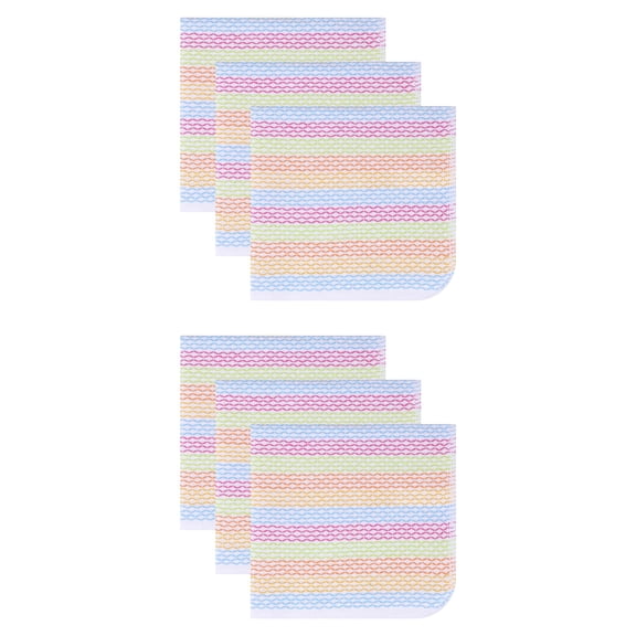 Unique Bargains 6 Pack Cotton Striped Cloths Red Blue Yellow 14" x 14"