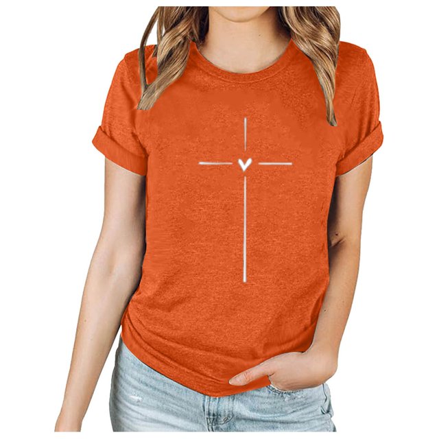 Women's Fashion Print Shirts Pattern Short Sleeves Tees