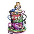 thumbnail image 1 of (11CTACC-467 30x50 color) bordado hilo algodón ecológico 11CT 3 hebras impresión 30*50cm Teacup Princess-Disney Alice Princess sosteniendo su barbilla kit punto cruz, 1 of 9