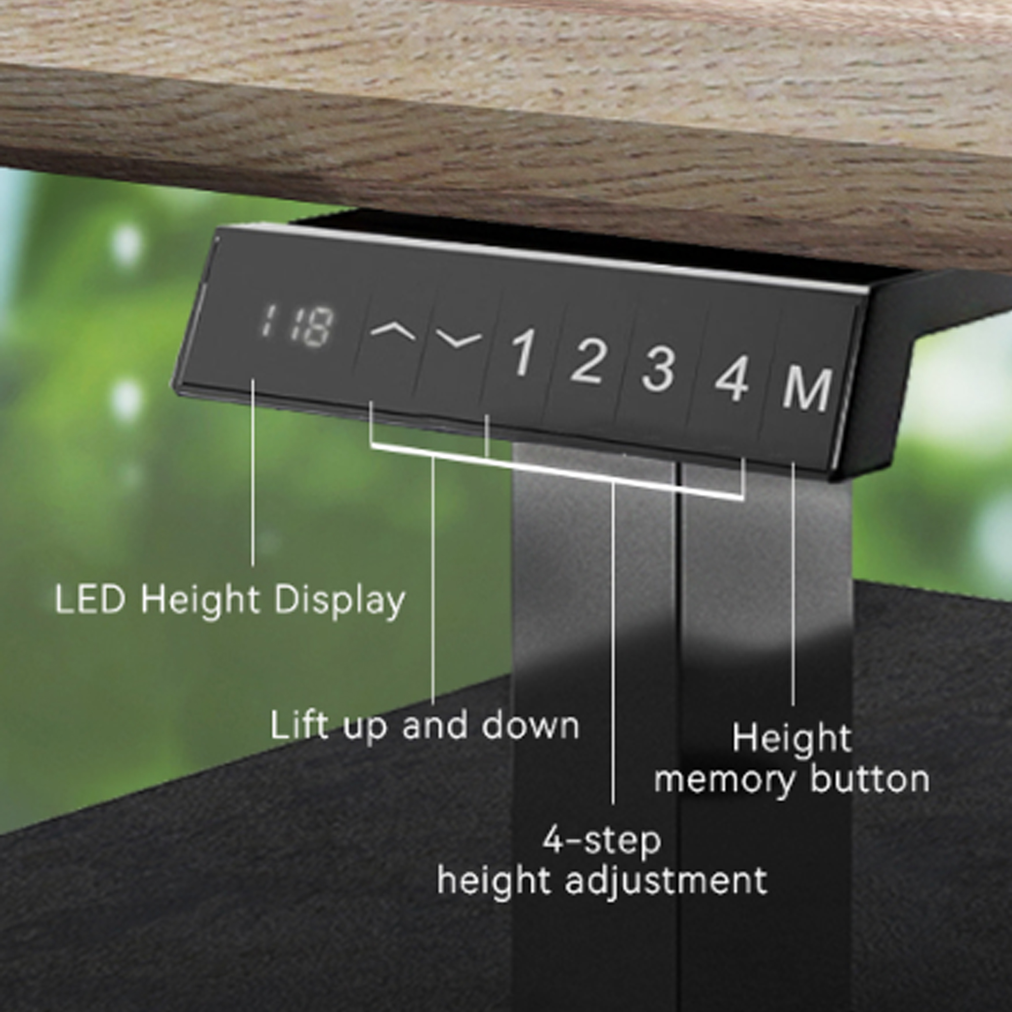 Adjustable Height L Shaped Executive Desk with Universal Charging Ports