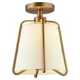thumbnail image 3 of Evelyn&Zoe Marduk 9.5" Semi Flush Mount with Fabric Shade in Brushed Brass/White, 3 of 8