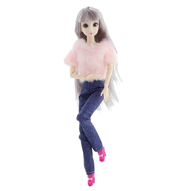 20 muñecas articuladas con ojos 3D y atuendo, zapatos, regalo para niña, juguete de rol blanco 1052A