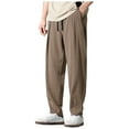 thumbnail image 4 of XINPING Khaki Pants for Men 30x32 Loose Fit Classic Casual Pants Elastic Waistband Drawstring Pants Y2k Wide Leg Pants with Pockets, 4 of 6