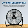 thumbnail image 5 of 20 Inch Heavy Duty Metal Floor Fan, High Air Volume Indoor Fan, High Speed Electric Fan with 360°Tilt Head and 3 Speed Controller for Warehouse, Workshop, Factory and Basement, Black, 2 Pack, 5 of 8