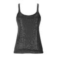 thumbnail image 5 of Hueook Sequin Tank Tops for Women Sparkly Tops Prom Party Outfit Concert Women's Solid Color Sequin Round Neck Suspender Fashionable Temperament Top Gray M, 5 of 7