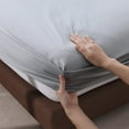 thumbnail image 2 of 100% Microfiber Fitted Sheet, Light Grey King Fitted Sheet, Soft & Silky Weave(Queen Size), 2 of 6