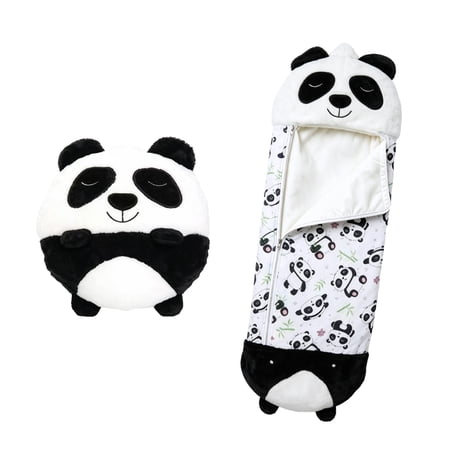 2BK Kids Panda Sleeping Bag with Pillow - 2-in-1 Foldable, All Seasons, Soft & Warm (71"x28") L Size