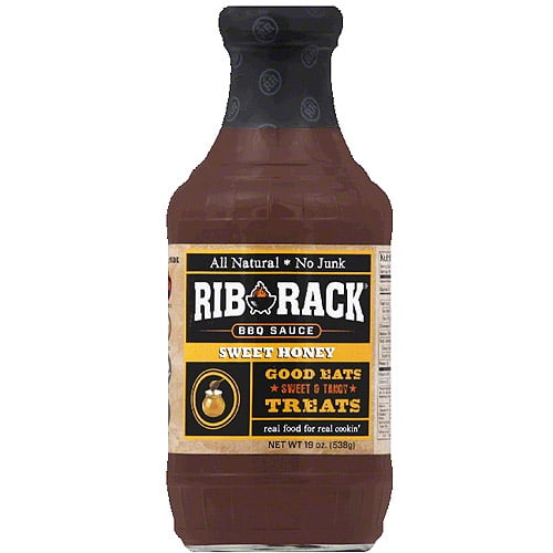 Rib Rack Sweet Honey BBQ Sauce, 19 oz, (Pack of 6)