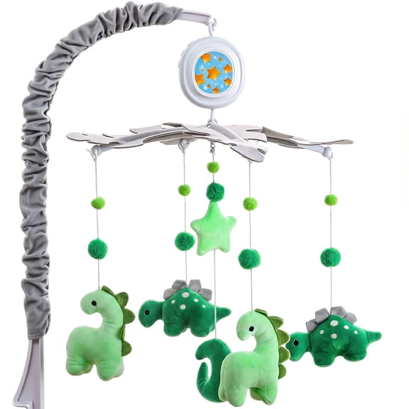 Dinosaur Baby Crib Mobile for Boys with Music Box (100  Lullabies), Rotating Plush Crib Toys for Newborns, Infant, Baby Shower Gift
