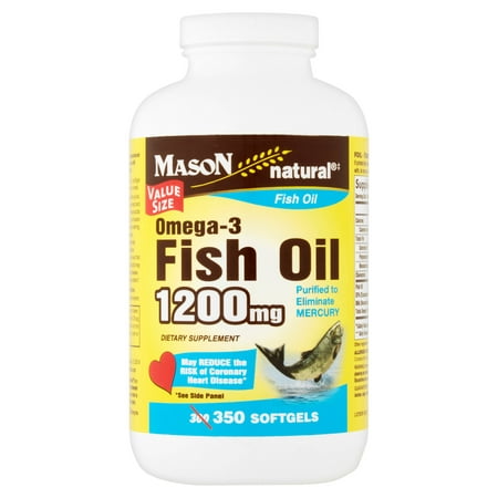 Mason Natural oméga-3 d'huile de poisson Gélules Taille Valeur, 1200mg, 350 count