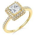 thumbnail image 2 of 3 Ct Princess Cut Real 14K Yellow Gold Engagement Wedding Ring Set Matching Band, 2 of 7
