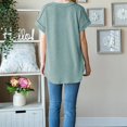 thumbnail image 4 of Scyoekwg Womens Summer Tops V Neck Tshirt Trendy Solid Color Shirts Loose Lightweight Blouses (Green,XL), 4 of 8
