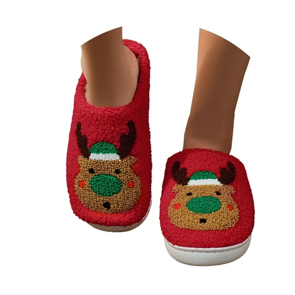 Christmas Slippers Adult Cute Christmas Themed Home Slippers Soft Comfy Indoor Outdoor Warm Winter Shoes Women's Men's Fashion Footwear #03 Watermelon Red & Size 8.5