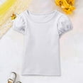 thumbnail image 2 of Curuila Toddler Girls Tops Short Sleeve Crew Neck Soft T Shirt Cute Puff Sleeve Solid Comfortable Casual Tee White Size 3-4 Years, 2 of 3