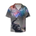 thumbnail image 4 of Salouo Elephant Fireworks Celebration Pattern Cuban Collar Shirts for Men Button-Down Shirt Men's Short Sleeve Shirts Hawaiian Shirts Casual Shirts -Medium, 4 of 6