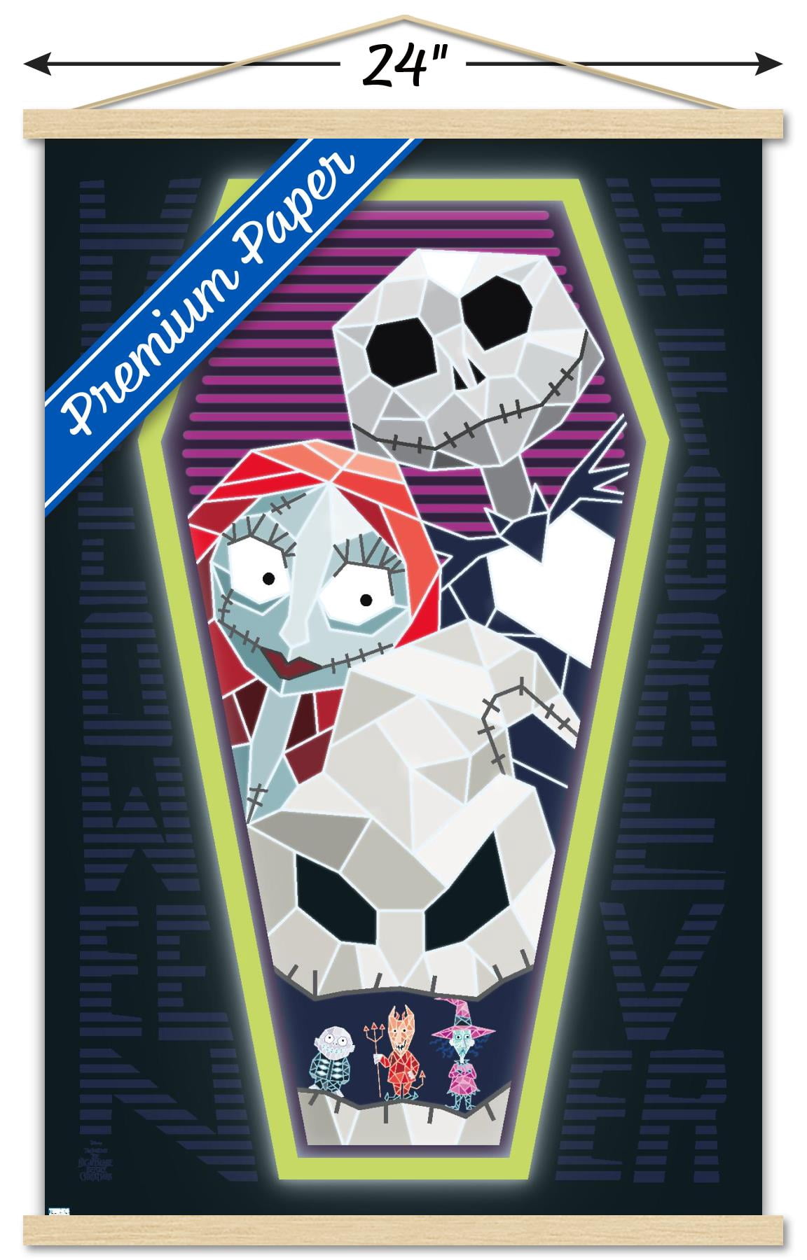 Disney Nightmare Before Christmas - Coffin Wall Poster with Wooden Magnetic Frame, 22.375" x 34"