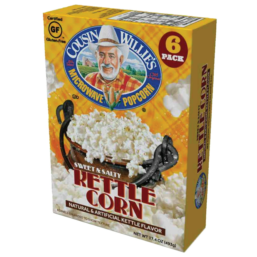 Cousin Willie's Kettle Corn Microwave Popcorn (Case of 8/6-packs