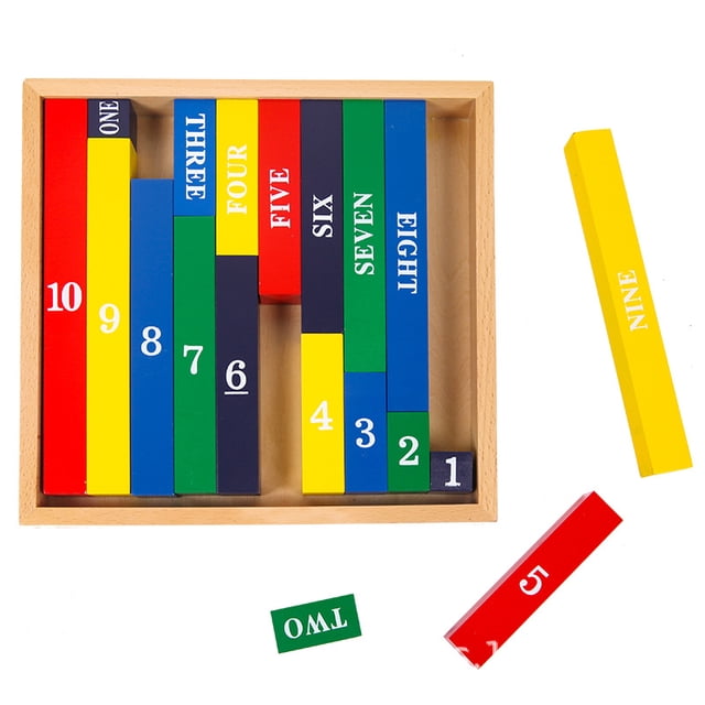 Varillas decimales de colores Montessori para el reconocimiento de números