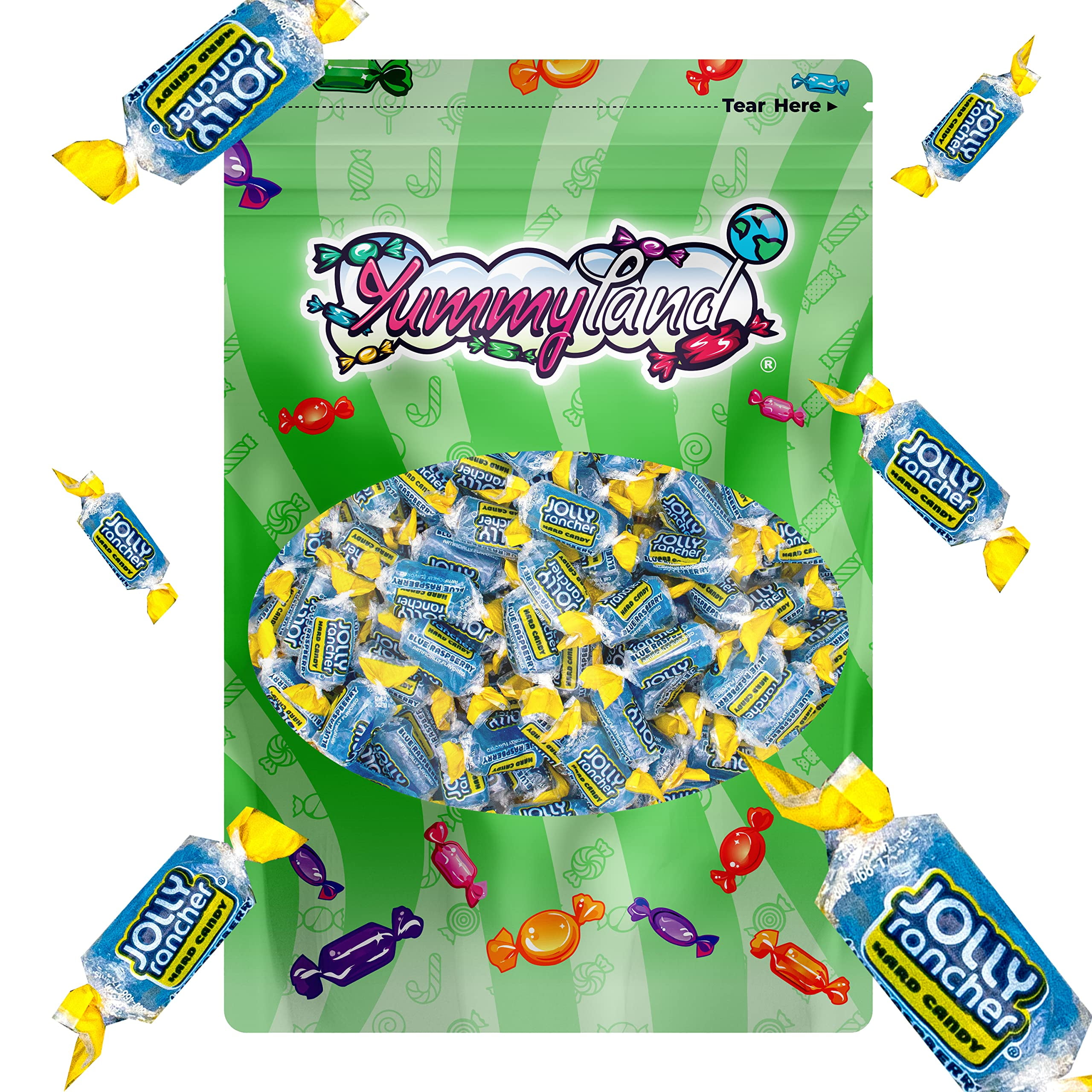 Jolly Rancher Blue Raspberry Hard Candy, Individually Wrapped, Bulk Candy Bag - 2 Pounds (32 oz)
