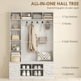 thumbnail image 4 of HOMCOM Hall Tree with Bench and Shoe Storage, Coat Rack w/ Cabinets, White, 4 of 10