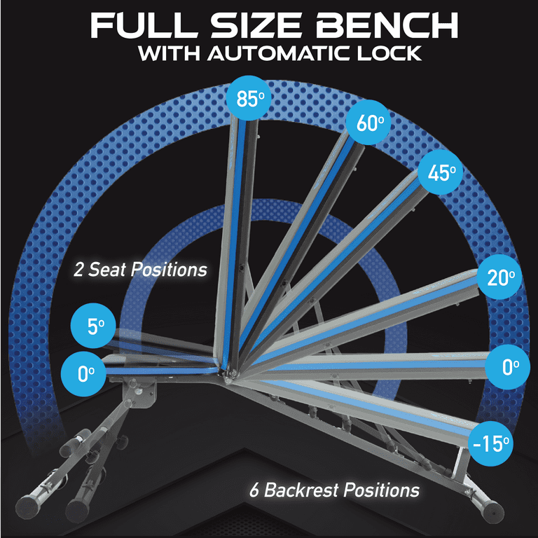 PROGEAR 1300 Adjustable and Foldable 12 Position Heavy Duty Weight Bench with an Extended 800lb Weight Capacity and Leg Hold Down