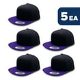 thumbnail image 5 of L2K Men's 5 Panel Cotton Twill Snapback 2 Tone Caps 6007 Black / Purple 24PACK, 5 of 7