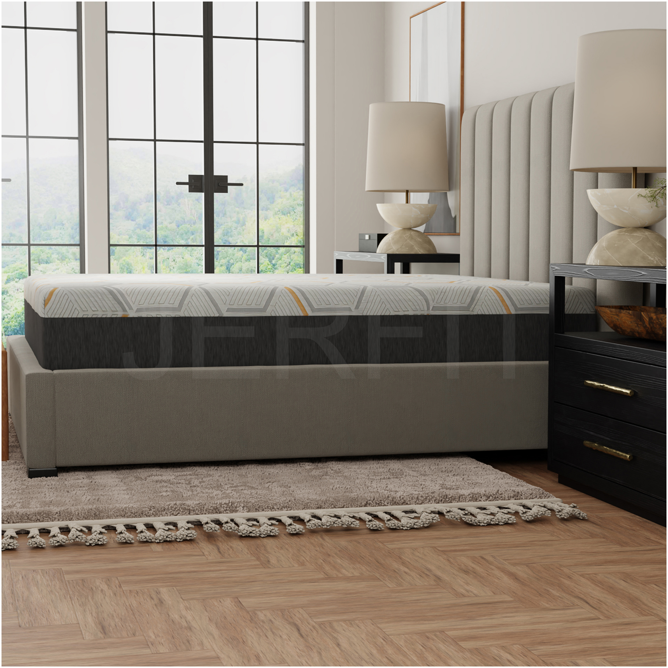 JERFIT 12 Inch King Split Cooling Gel Memory Foam Mattress, Edge Support, AirGrid Technology, Pressure Relief, Medium Firm, Bed-in-a-Box