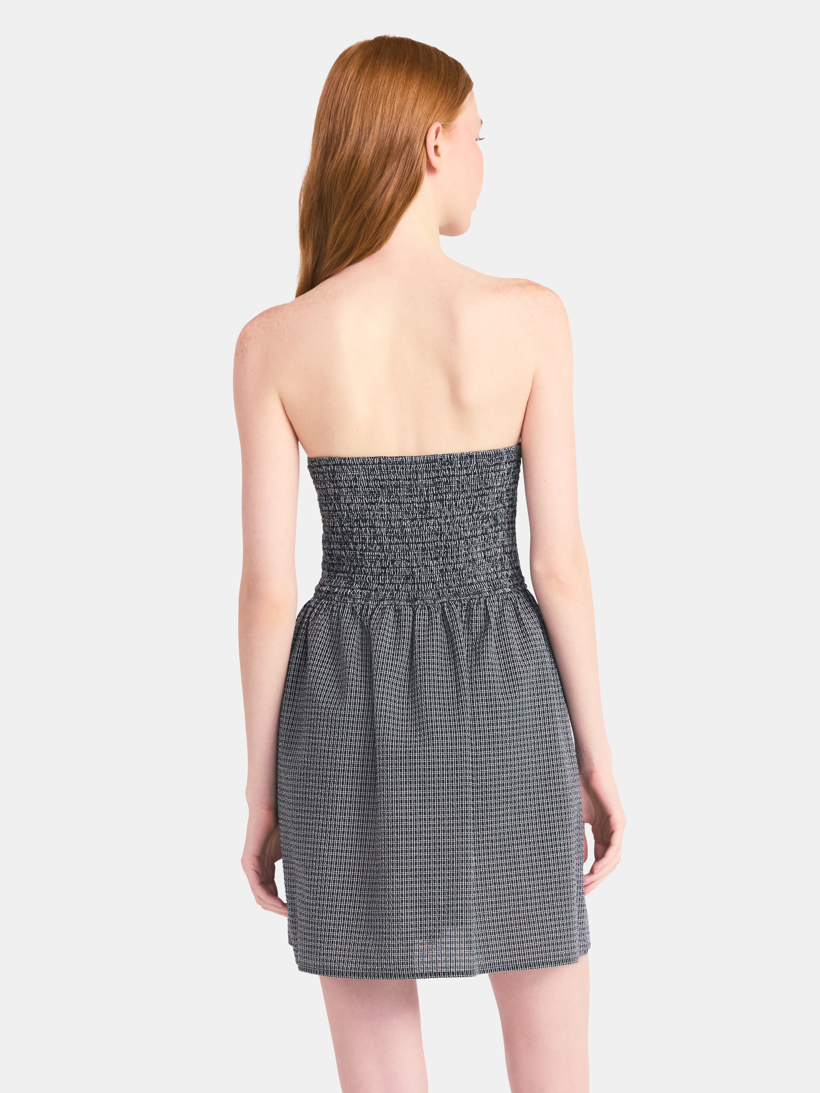 No Boundaries Plaid Seersucker Mini Tube Dress, Women's Sizes XXS-XXL