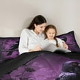 thumbnail image 4 of Manfei Black Purple Crow Twin Bedding Sets 7-Piece for Kids, Vintage Western Bohemian Bedding Comforter Set, Halloween Theme Reversible Sheet Sets, Ultra Soft Home Decor, 4 of 7