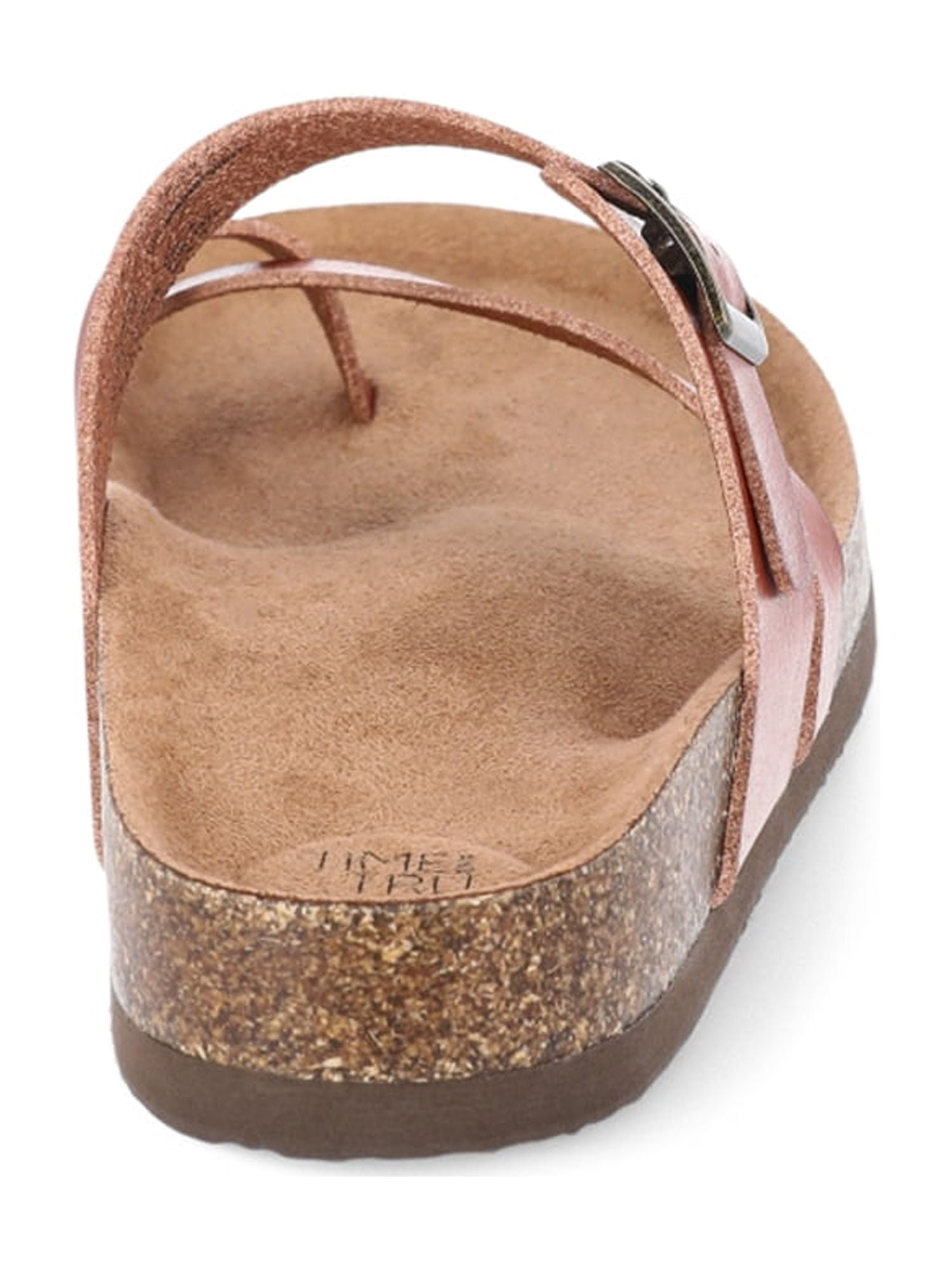 Time and Tru Women's Asymmetric Strap Footbed Sandals, Wide Width Available
