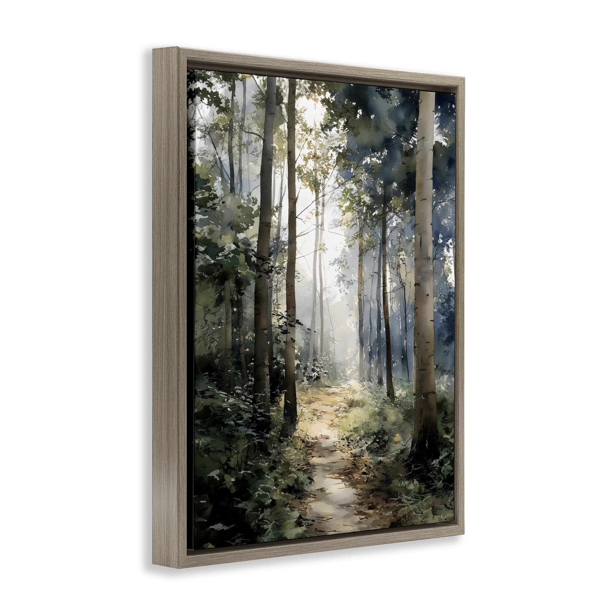 Stupell Industries Forest Path in Morning Brown Framed Floater Canvas Wall Art, design by Franklyn Gregory