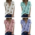 thumbnail image 5 of Baozhu Women Summer Lace V-Neck Short Sleeve Blouse Top Breathable T-shirt S-3XL, 5 of 5