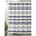 thumbnail image 2 of Fsddascl Blue Striped Shower Curtain Set - 48" x 72" Washable Bathtub Curtain with 12 Hooks, Beige Retro Simple Abstract Striped Lines Waterproof Fabric Stall Shower Curtains for Bathroom/Bathtub, 2 of 6