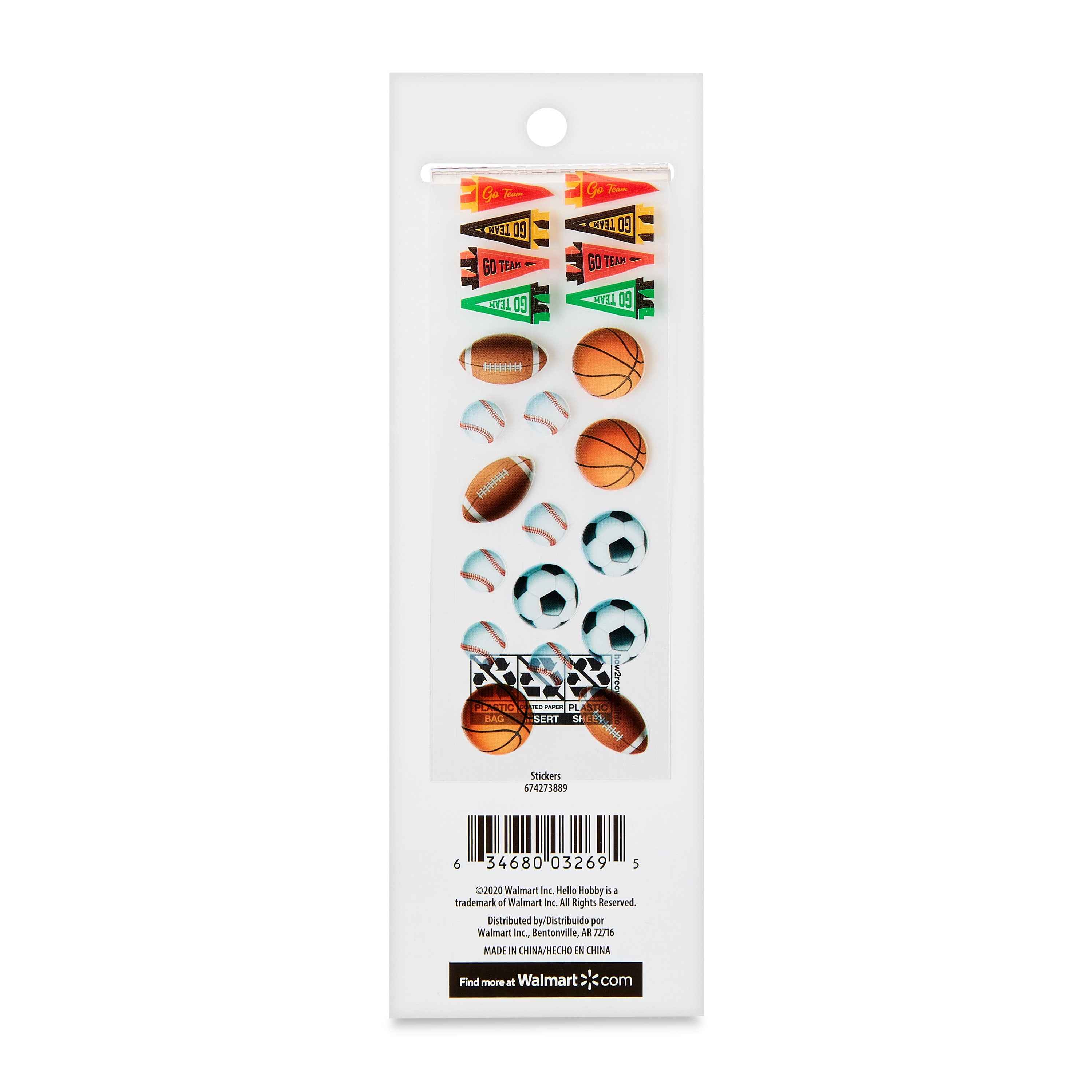 Hello Hobby Multicolor Sports Balls Sticker Strip, 1 Yard, 207 Count