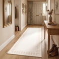 thumbnail image 4 of Nanan 2'x6' Machine Washable Runner Rug Classic Solid Striped Wavy Border Non-Slip Indoor Floor Carpet for Hallway Kitchen Entryway, Beige, 4 of 8