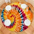 thumbnail image 2 of Colorful Tie Dye Pattern Round Fitted Tablecloth with Elastic Edge,Dining Table Cover Waterproof,Outdoor Round Tablecloth for Camping,Dining,Indoor and Outdoor, 2 of 7