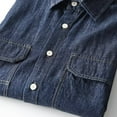 thumbnail image 6 of XDZJLR Men's Shirts Retro Workwear Denim Short Sleeve for Looset Casual Button Up Jacket Tee, 6 of 7
