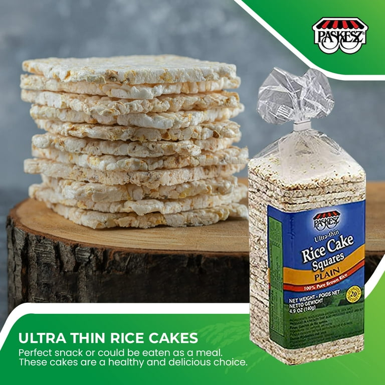 Paskesz Rice Cake Thin Square Plain, 4.9-Ounce Packages - (Pack of