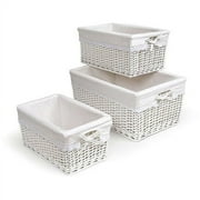 Badger Basket - Set of Three Baskets, White