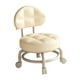 thumbnail image 2 of Taburete rodante redondo bajo con polea, asiento rodante, taburete corto con respaldo para beige, 2 of 9