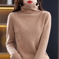 thumbnail image 1 of Suéter de lana, suéter de cuello alto para mujer, suéter suelto con cuello de pila, otoño e invierno, camisa cálida de fondo, top corto, 1 of 5