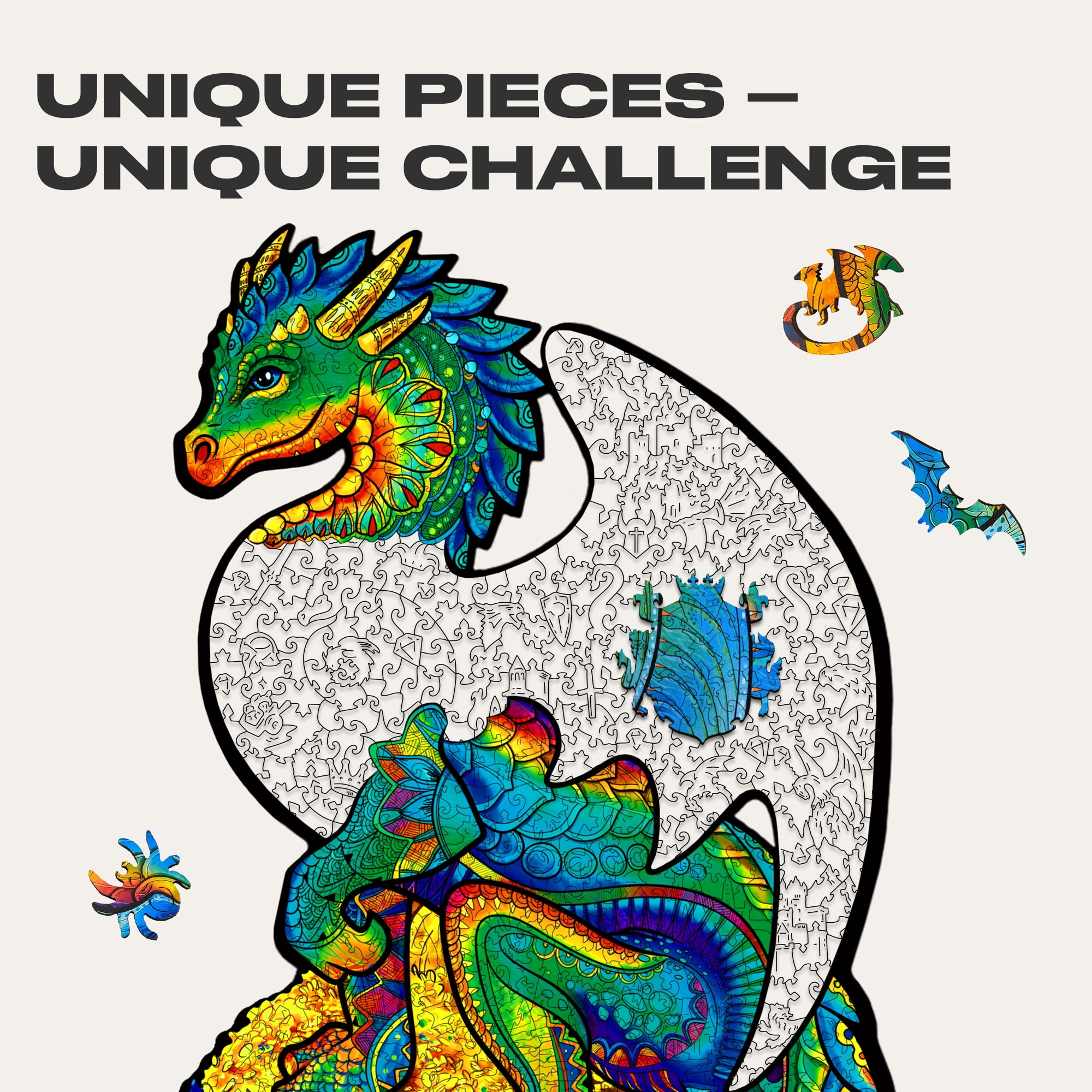 UNIDRAGON Guarding Dragon Wooden Jigsaw Puzzle RS 700 Pieces