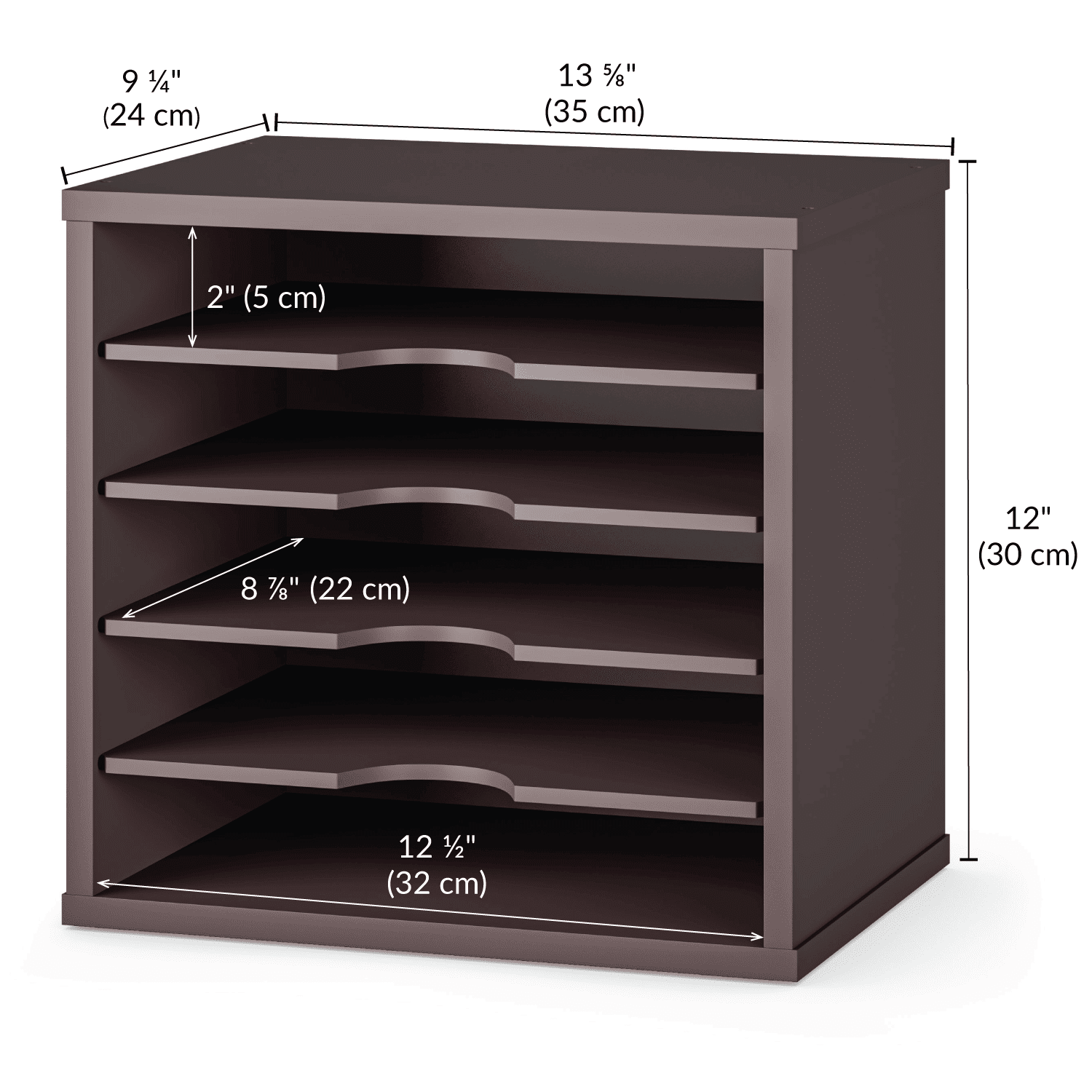 Ballucci 5-Tier Paper Organizer, Desk File Holder, Office Document Letter Tray, Dark Brown