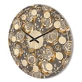 thumbnail image 3 of Designart 'Golden Rose Flowers On Gray' Mid-Century Modern Wood Wall Clock, 3 of 5