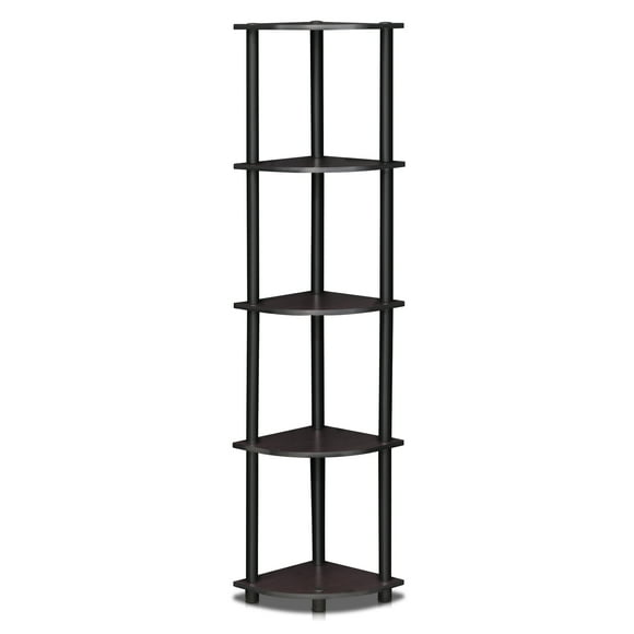 Furinno 99811DWN Turn-N-Tube 5 Tier Corner Display Rack Multipurpose Shelving Unit, Dark Walnut