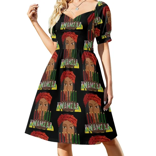 Vestido de manga corta con velas Kwanzaa Kinara, vestido largo para fiesta de graduación, vestidos de noche de verano para mujer.