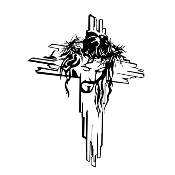 Escultura de estatua de crucifijo de Jesús con cruz para colgar en la pared, cruz de pared tallada para bautismo B3082