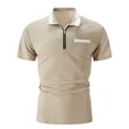 thumbnail image 6 of Yaoyar Mens Short Sleeves Zipper Shirts Casual Loose Tshirts Stand Collar V Neck Tops Polo Plain Cotton Tees with Pocket, 6 of 6