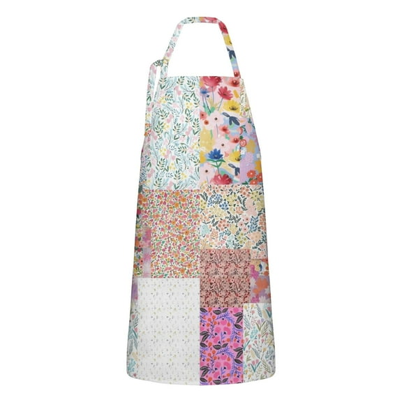 Pioneer Flower Floral Print Pattern Apron-Garden Aprons for Women with Pockets-Cotton Linen Waterproof Kitchen Cooking Gardening Aprons Adjustable for Kitchen,Cooking,BBQ and Salon 33x27 Inch